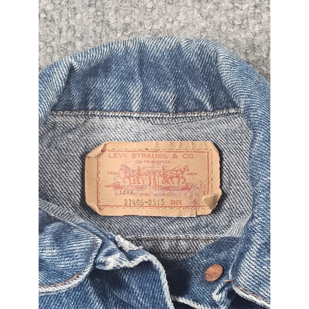 Vintage Levi's Type iii Denim Trucker Jacket Kids Size 5 Blue USA 37406-0215